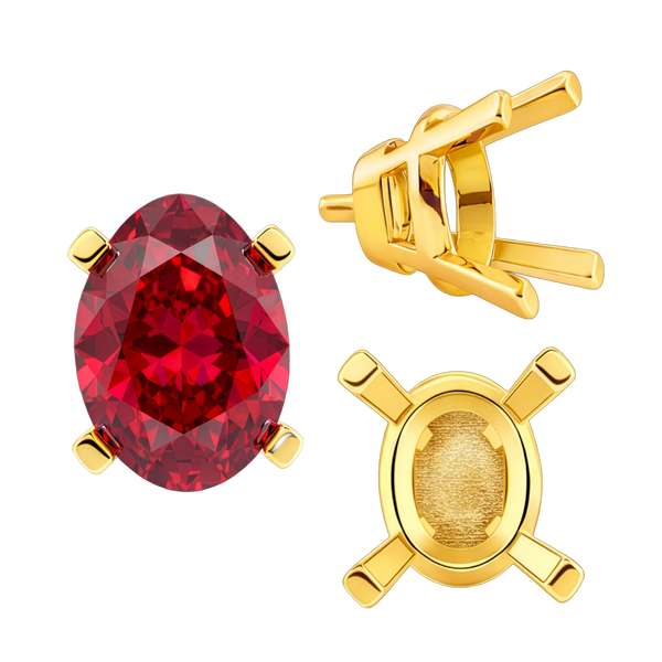 ITI NYC Four Prong Oval Tapered Settings With Peg in 14K Gold (5.00 x 3.00 mm - 12.00 x 10.00 mm)