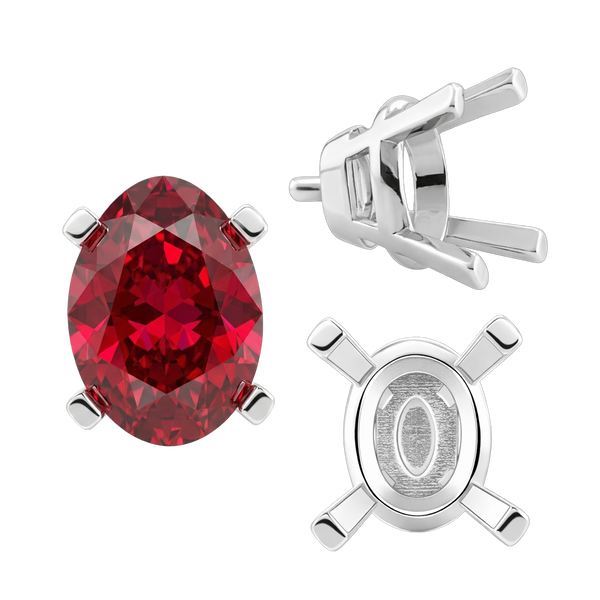 ITI NYC Four Prong Oval Tapered Settings With Peg in Sterling Silver (5.00 x 3.00 mm - 12.00 x 10.00 mm)