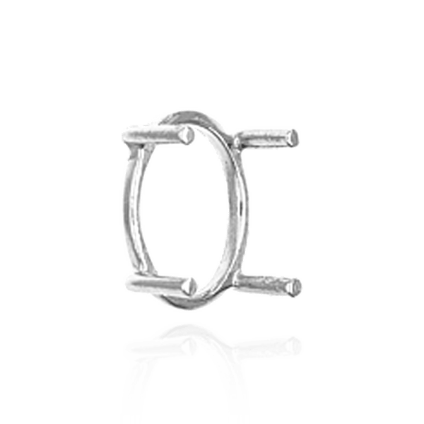 ITI NYC Four Prong Oval Single Base Settings in Sterling Silver (5.00 x 3.00 mm - 28.00 x 21.00 mm)