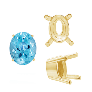 ITI NYC Four Prong Oval Solid Base Settings in 14K Gold (5.00 x 3.00 mm - 9.00 x 7.00 mm)