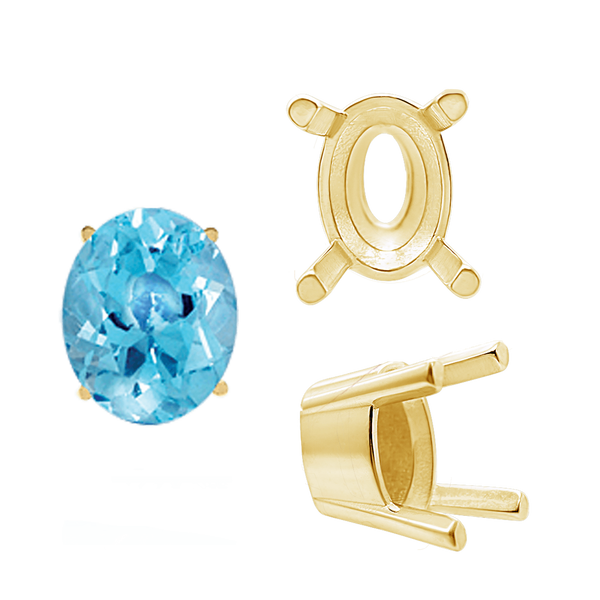 ITI NYC Four Prong Oval Solid Base Settings in 14K Gold (5.00 x 3.00 mm - 9.00 x 7.00 mm)