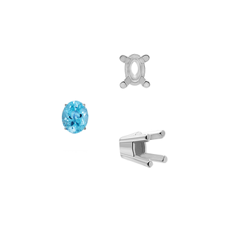 ITI NYC Four Prong Oval Solid Base Settings in Sterling Silver (5.00 x 3.00 mm - 9.00 x 7.00 mm)