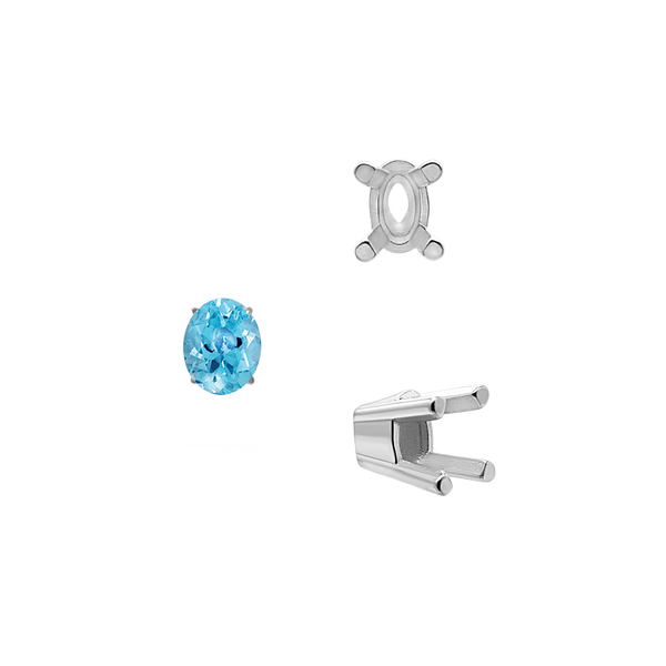 ITI NYC Four Prong Oval Solid Base Settings in 14K Gold (5.00 x 3.00 mm - 9.00 x 7.00 mm)