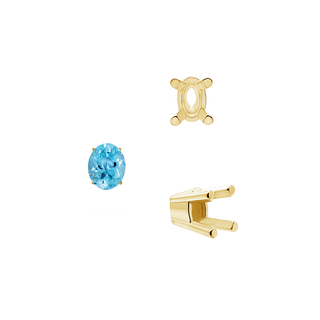 ITI NYC Four Prong Oval Solid Base Settings in 14K Gold (5.00 x 3.00 mm - 9.00 x 7.00 mm)