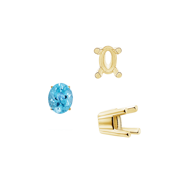 ITI NYC Four Prong Oval Solid Base Settings in 14K Gold (5.00 x 3.00 mm - 9.00 x 7.00 mm)