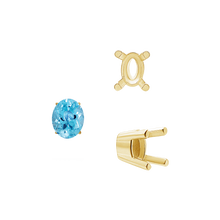 Load image into Gallery viewer, ITI NYC Four Prong Oval Solid Base Settings in 14K Gold (5.00 x 3.00 mm - 9.00 x 7.00 mm)
