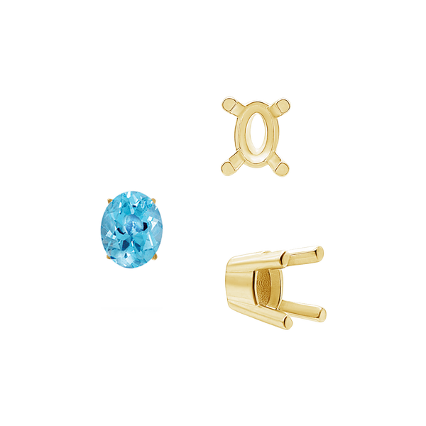 ITI NYC Four Prong Oval Solid Base Settings in 14K Gold (5.00 x 3.00 mm - 9.00 x 7.00 mm)