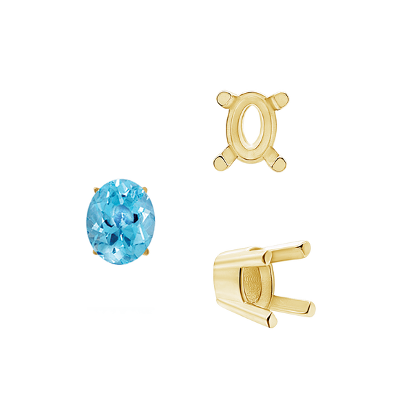 ITI NYC Four Prong Oval Solid Base Settings in 14K Gold (5.00 x 3.00 mm - 9.00 x 7.00 mm)