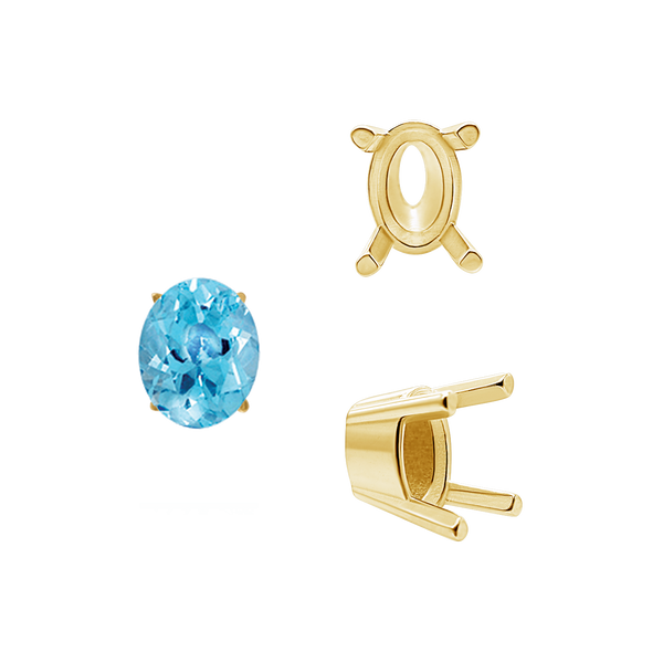 ITI NYC Four Prong Oval Solid Base Settings in 14K Gold (5.00 x 3.00 mm - 9.00 x 7.00 mm)