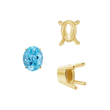 Load image into Gallery viewer, ITI NYC Four Prong Oval Solid Base Settings in 14K Gold (5.00 x 3.00 mm - 9.00 x 7.00 mm)
