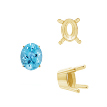 Load image into Gallery viewer, ITI NYC Four Prong Oval Solid Base Settings in 14K Gold (5.00 x 3.00 mm - 9.00 x 7.00 mm)
