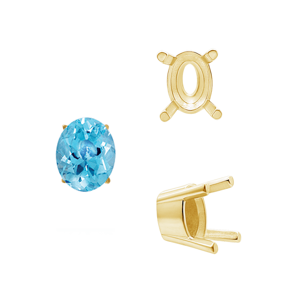 ITI NYC Four Prong Oval Solid Base Settings in 14K Gold (5.00 x 3.00 mm - 9.00 x 7.00 mm)