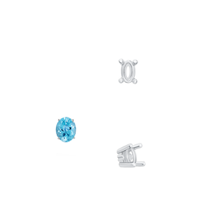 ITI NYC Four Prong Oval Wire Basket Settings With Pads in Sterling Silver (5.00 x 3.00 mm - 12.00 x 10.00 mm)