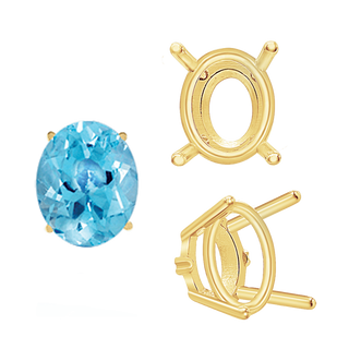 ITI NYC Four Prong Oval Wire Basket Settings With Pads in 18K Gold (5.00 x 3.00 mm - 12.00 x 10.00 mm)