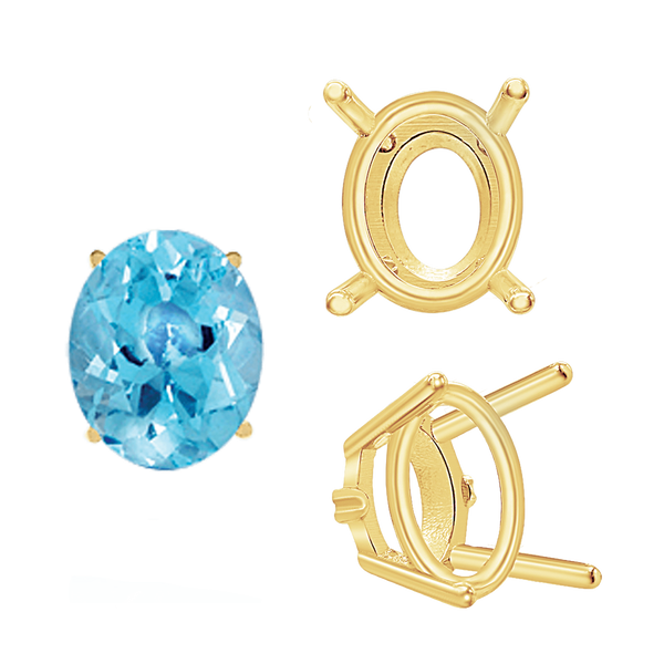 ITI NYC Four Prong Oval Wire Basket Settings With Pads in 18K Gold (5.00 x 3.00 mm - 12.00 x 10.00 mm)