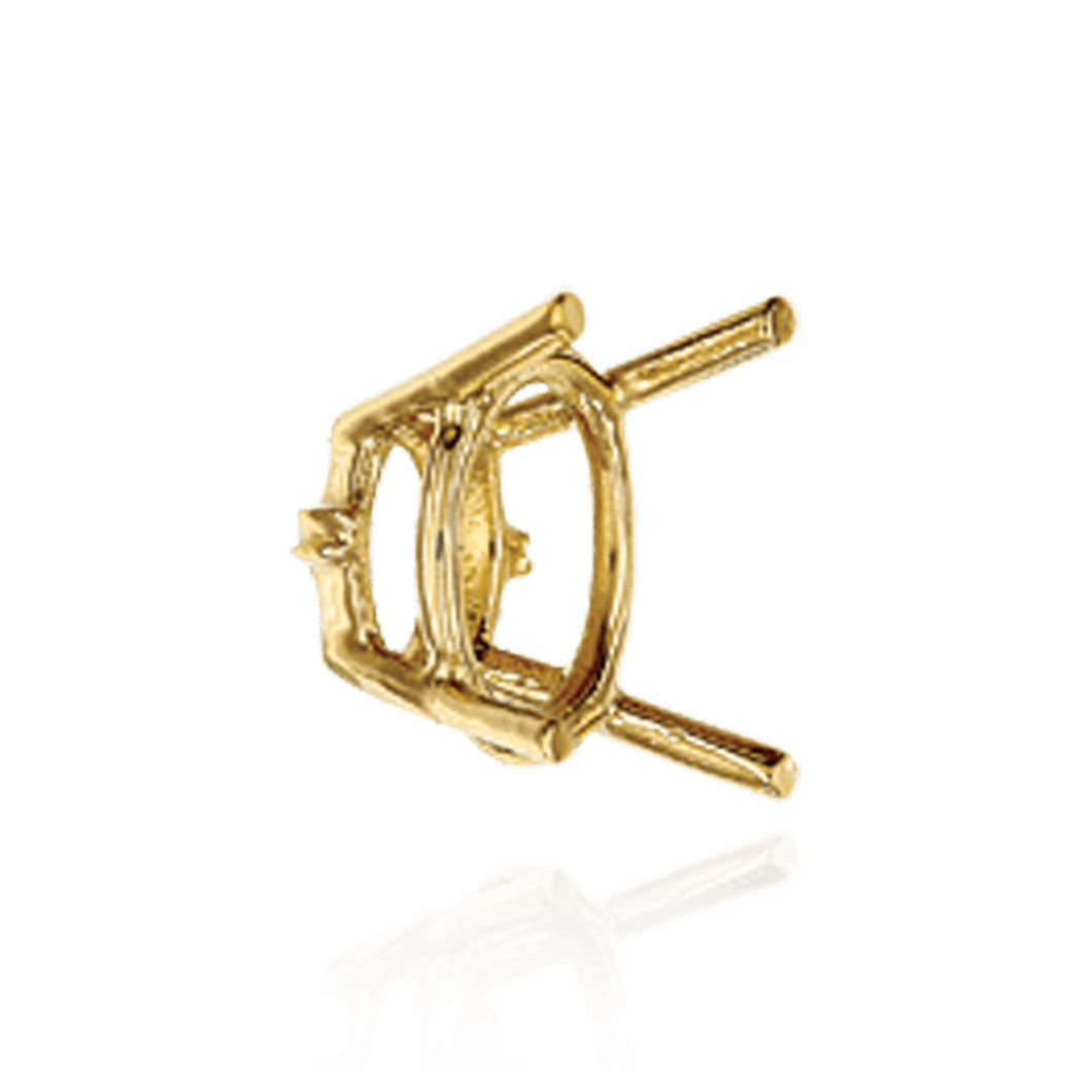 ITI NYC Four Prong Oval Wire Basket Settings With Pads in 18K Gold (5.00 x 3.00 mm - 12.00 x 10.00 mm)