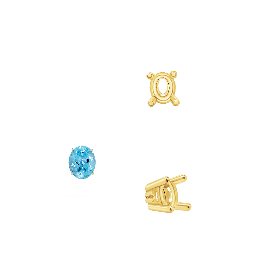 ITI NYC Four Prong Oval Wire Basket Settings With Pads in 14K Gold (5.00 x 3.00 mm - 12.00 x 10.00 mm)