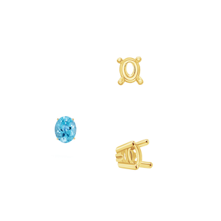 ITI NYC Four Prong Oval Wire Basket Settings With Pads in 18K Gold (5.00 x 3.00 mm - 12.00 x 10.00 mm)