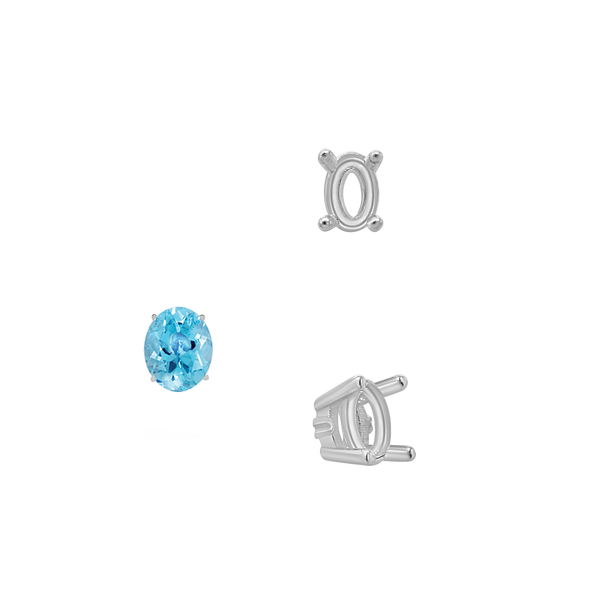ITI NYC Four Prong Oval Wire Basket Settings With Pads in Sterling Silver (5.00 x 3.00 mm - 12.00 x 10.00 mm)