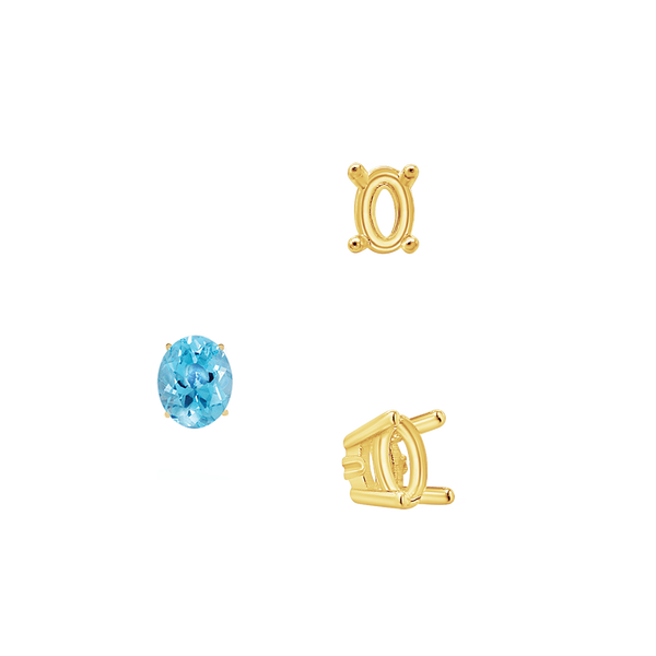 ITI NYC Four Prong Oval Wire Basket Settings With Pads in 14K Gold (5.00 x 3.00 mm - 12.00 x 10.00 mm)