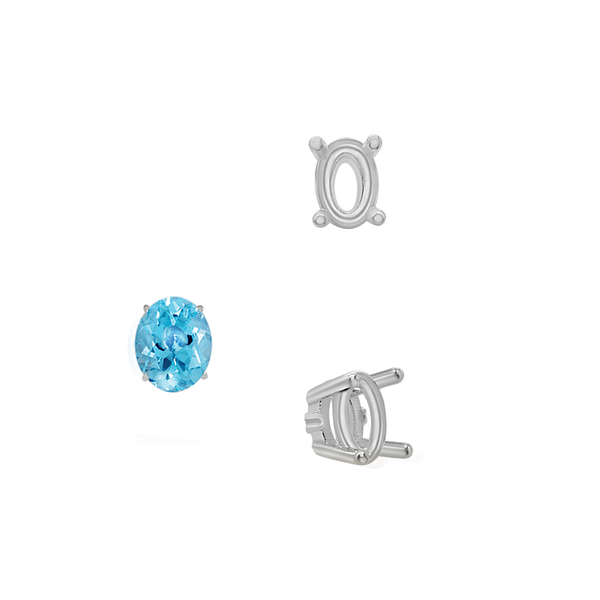 ITI NYC Four Prong Oval Wire Basket Settings With Pads in Sterling Silver (5.00 x 3.00 mm - 12.00 x 10.00 mm)