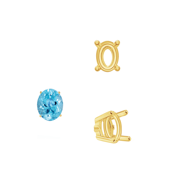ITI NYC Four Prong Oval Wire Basket Settings With Pads in 18K Gold (5.00 x 3.00 mm - 12.00 x 10.00 mm)