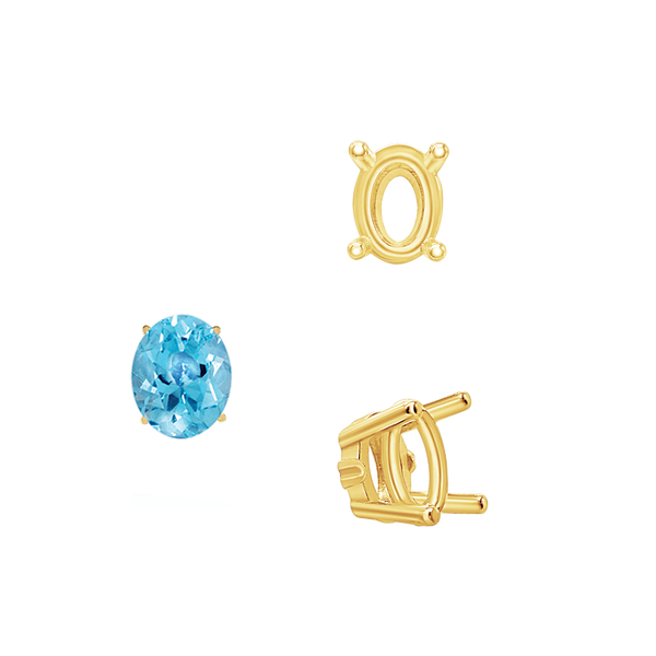 ITI NYC Four Prong Oval Wire Basket Settings With Pads in 14K Gold (5.00 x 3.00 mm - 12.00 x 10.00 mm)