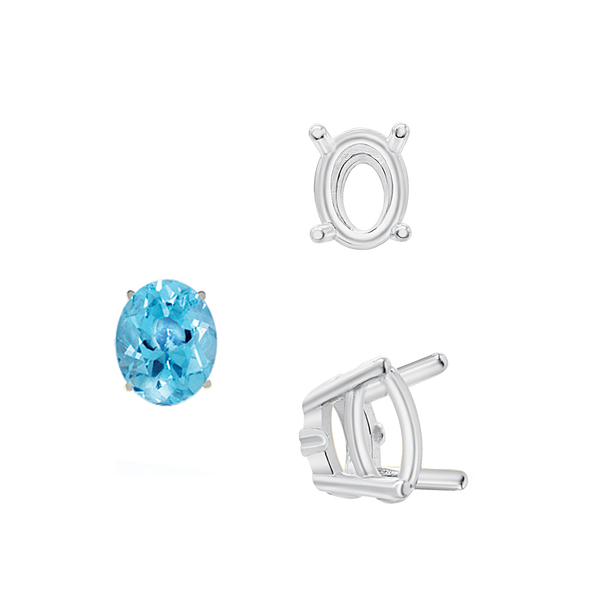 ITI NYC Four Prong Oval Wire Basket Settings With Pads in Sterling Silver (5.00 x 3.00 mm - 12.00 x 10.00 mm)