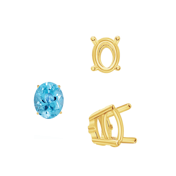 ITI NYC Four Prong Oval Wire Basket Settings With Pads in 14K Gold (5.00 x 3.00 mm - 12.00 x 10.00 mm)