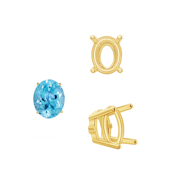 ITI NYC Four Prong Oval Wire Basket Settings With Pads in 14K Gold (5.00 x 3.00 mm - 12.00 x 10.00 mm)