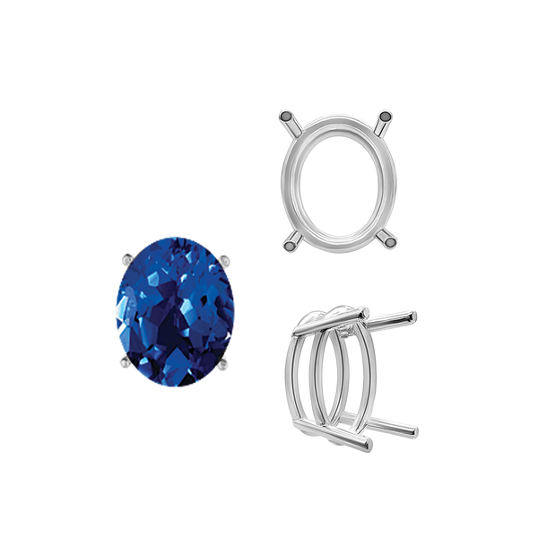 ITI NYC Four Prong Oval Wire Basket Settings in 18K Gold (3.00 x 2.00 mm - 13.00 x 9.00 mm)