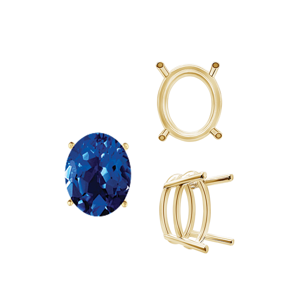 ITI NYC Four Prong Oval Wire Basket Settings in 18K Gold (3.00 x 2.00 mm - 13.00 x 9.00 mm)