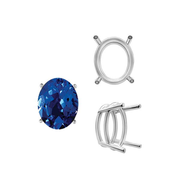 ITI NYC Four Prong Oval Wire Basket Settings in Sterling Silver (3.00 x 2.00 mm - 28.00 x 18.00 mm)