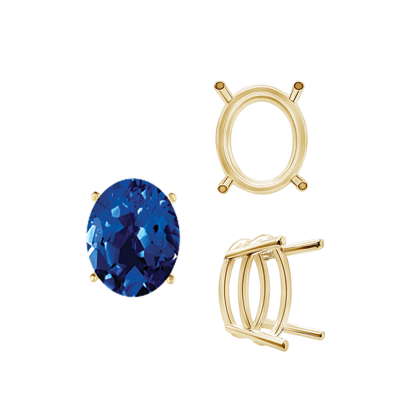 ITI NYC Four Prong Oval Wire Basket Settings in 18K Gold (3.00 x 2.00 mm - 13.00 x 9.00 mm)