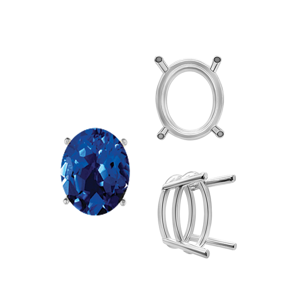 ITI NYC Four Prong Oval Wire Basket Settings in Sterling Silver (3.00 x 2.00 mm - 28.00 x 18.00 mm)