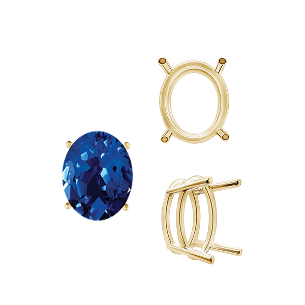 ITI NYC Four Prong Oval Wire Basket Settings in 18K Gold (3.00 x 2.00 mm - 13.00 x 9.00 mm)