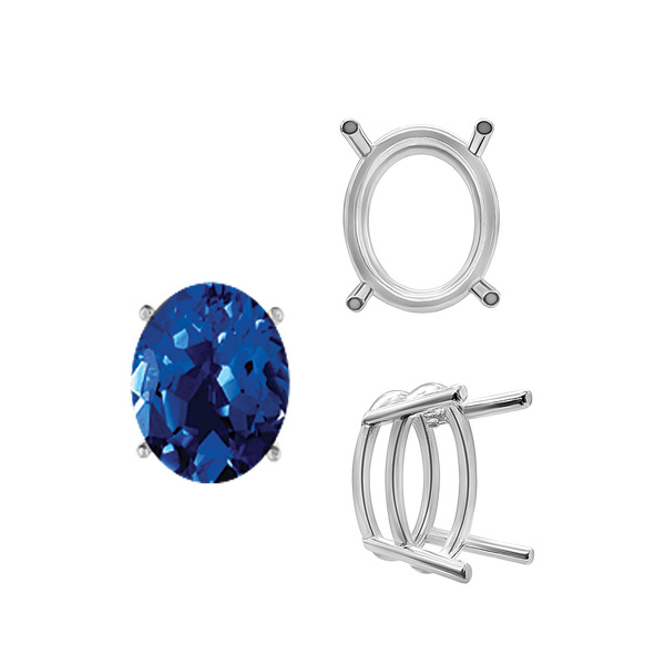 ITI NYC Four Prong Oval Wire Basket Settings in 14K Gold (3.00 x 2.00 mm - 28.00 x 18.00 mm)