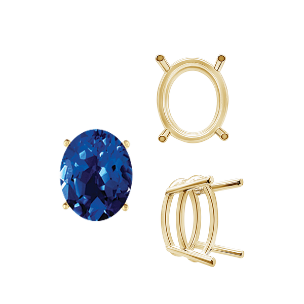 ITI NYC Four Prong Oval Wire Basket Settings in 14K Gold (3.00 x 2.00 mm - 28.00 x 18.00 mm)