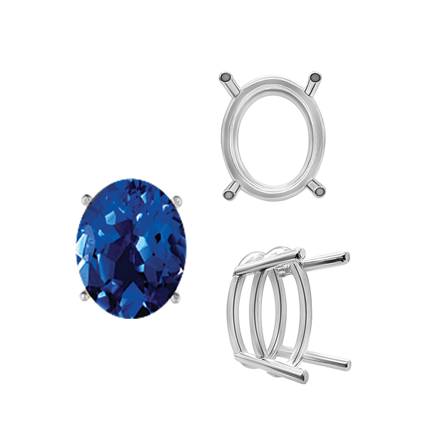 ITI NYC Four Prong Oval Wire Basket Settings in Sterling Silver (3.00 x 2.00 mm - 28.00 x 18.00 mm)