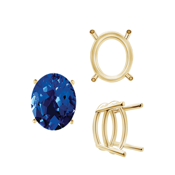 ITI NYC Four Prong Oval Wire Basket Settings in 14K Gold (3.00 x 2.00 mm - 28.00 x 18.00 mm)