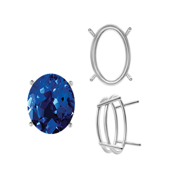 ITI NYC Four Prong Oval Wire Basket Settings in Sterling Silver (3.00 x 2.00 mm - 28.00 x 18.00 mm)