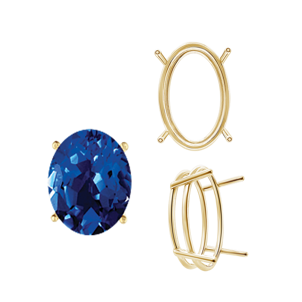 ITI NYC Four Prong Oval Wire Basket Settings in 14K Gold (3.00 x 2.00 mm - 28.00 x 18.00 mm)