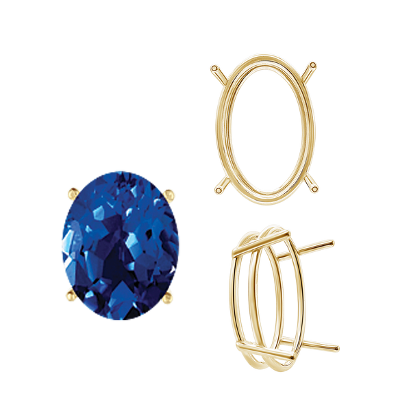 ITI NYC Four Prong Oval Wire Basket Settings in 14K Gold (3.00 x 2.00 mm - 28.00 x 18.00 mm)