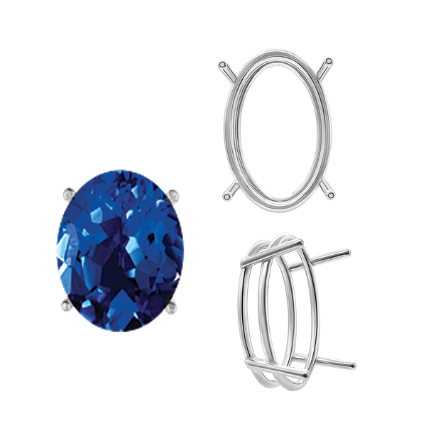 ITI NYC Four Prong Oval Wire Basket Settings in Sterling Silver (3.00 x 2.00 mm - 28.00 x 18.00 mm)
