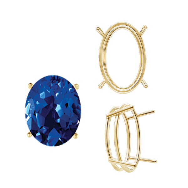 ITI NYC Four Prong Oval Wire Basket Settings in 14K Gold (3.00 x 2.00 mm - 28.00 x 18.00 mm)