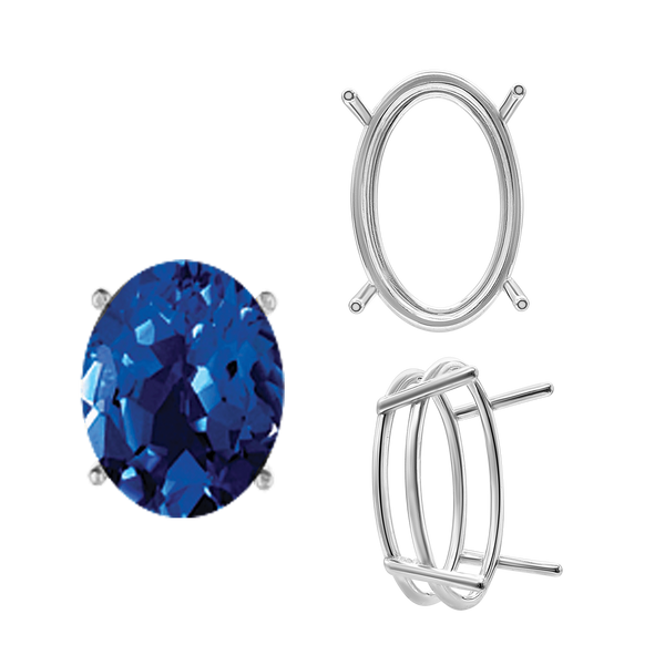 ITI NYC Four Prong Oval Wire Basket Settings in Sterling Silver (3.00 x 2.00 mm - 28.00 x 18.00 mm)