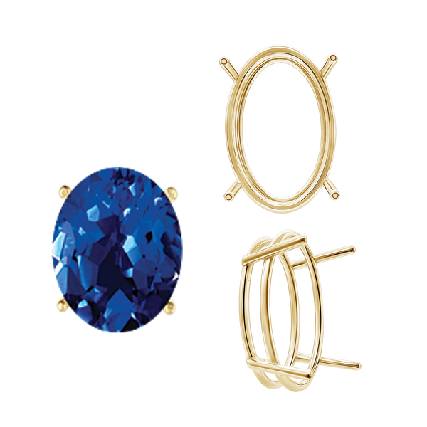 ITI NYC Four Prong Oval Wire Basket Settings in 14K Gold (3.00 x 2.00 mm - 28.00 x 18.00 mm)