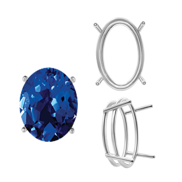 ITI NYC Four Prong Oval Wire Basket Settings in Sterling Silver (3.00 x 2.00 mm - 28.00 x 18.00 mm)
