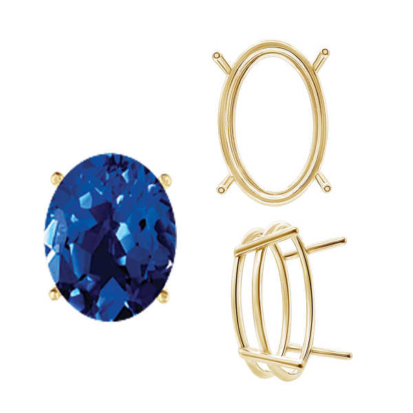 ITI NYC Four Prong Oval Wire Basket Settings in 14K Gold (3.00 x 2.00 mm - 28.00 x 18.00 mm)