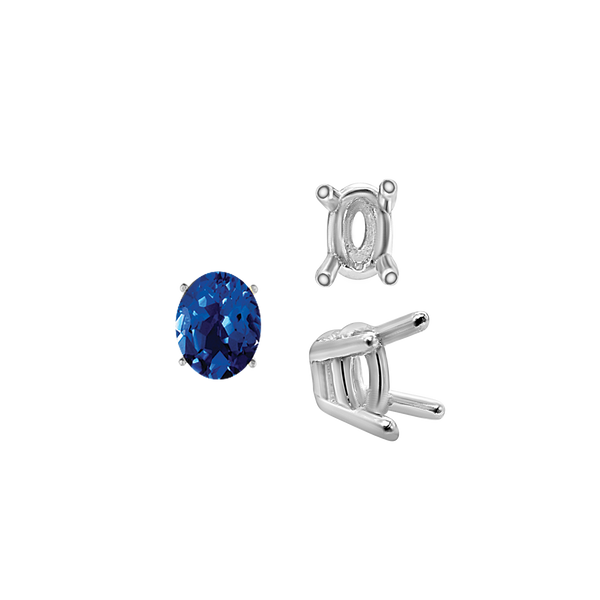 ITI NYC Four Prong Oval Wire Basket Settings in Sterling Silver (3.00 x 2.00 mm - 28.00 x 18.00 mm)